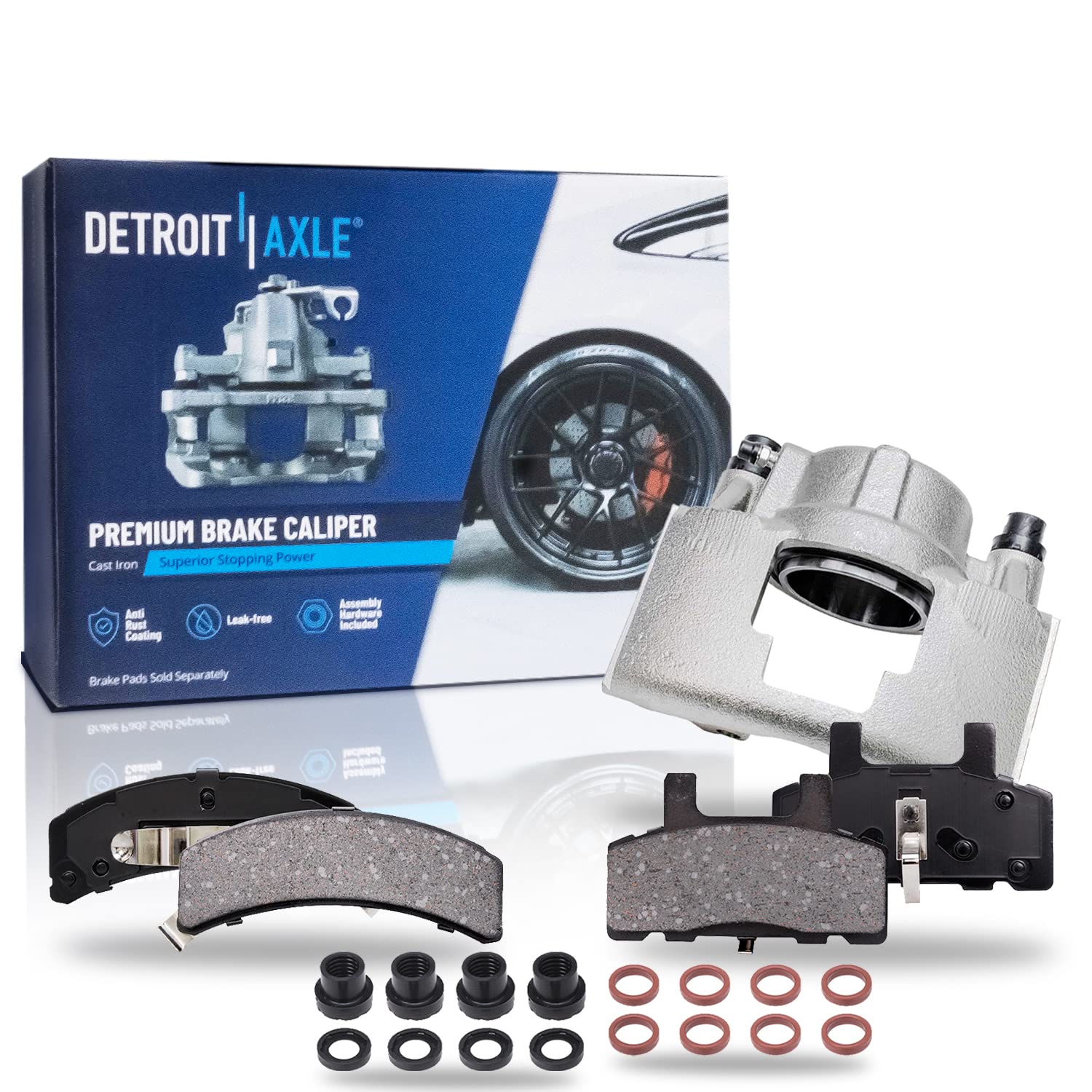 Detroit Axle - Front Brake Pads Left Disc Caliper Replacement for Express