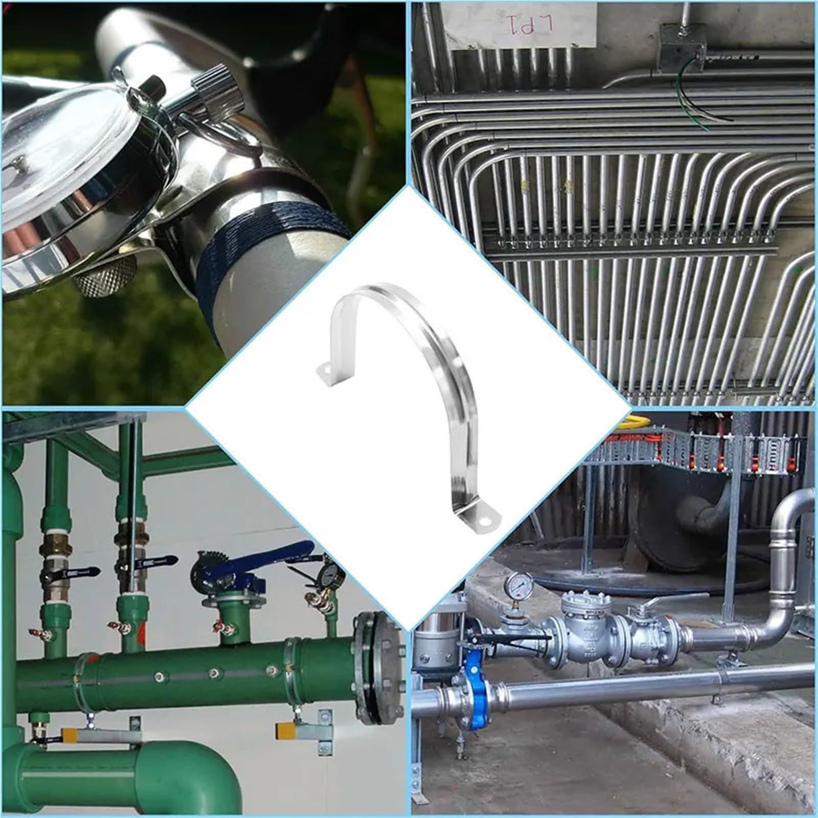 Abrazadera de correa de tubo en U de acero inoxidable M5-M200, 10 Uds., Clip de montaje de dos agujeros for fijación de tuberías y cables(M20)