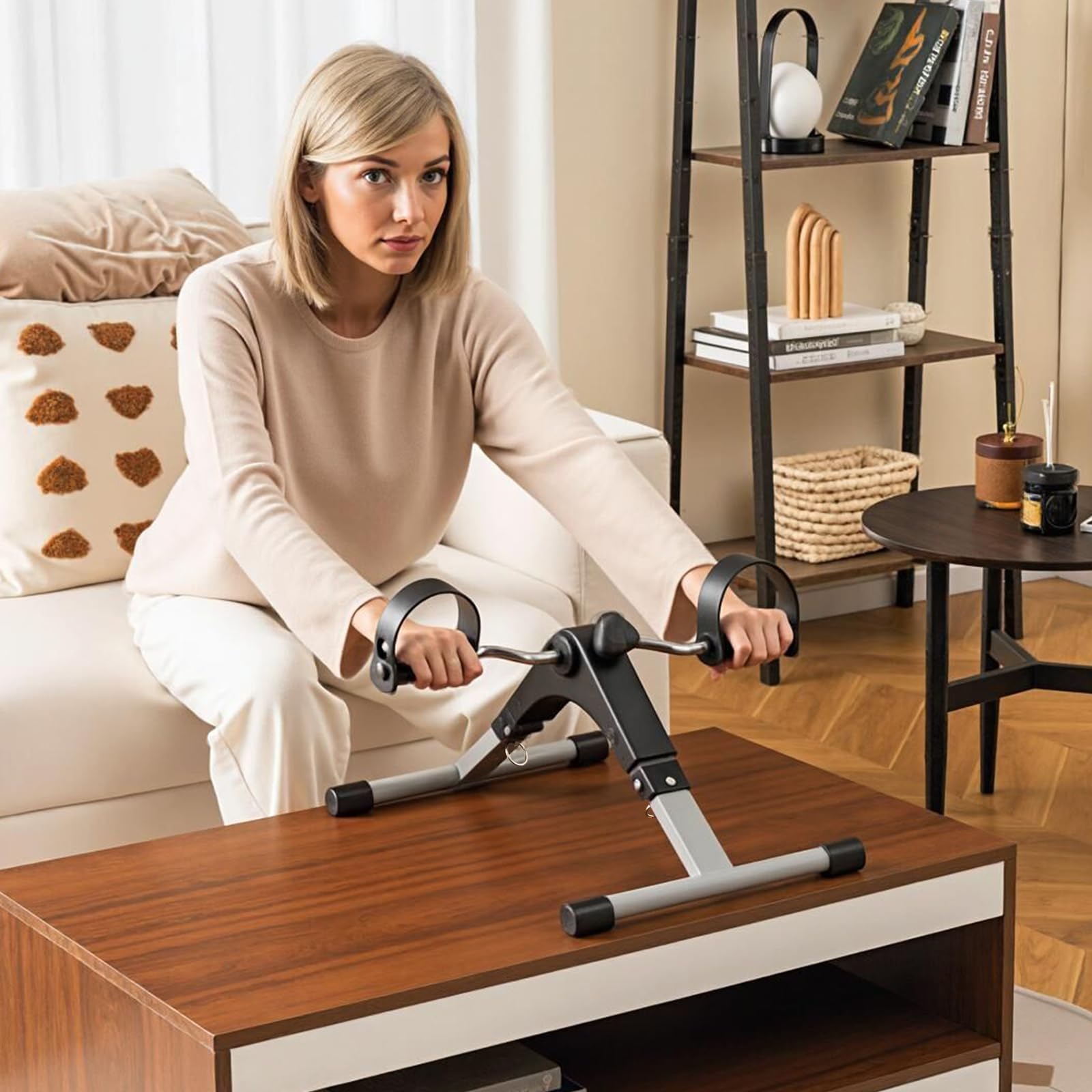 COSTWAY Pedaltrainer für Senioren, Arm und Beintrainer klappbar mit verstellbarem Widerstand & LCD-Display, Mini Heimtrainer unter dem Schreibtisch, Bewegungstrainer für Zuhause & Büro