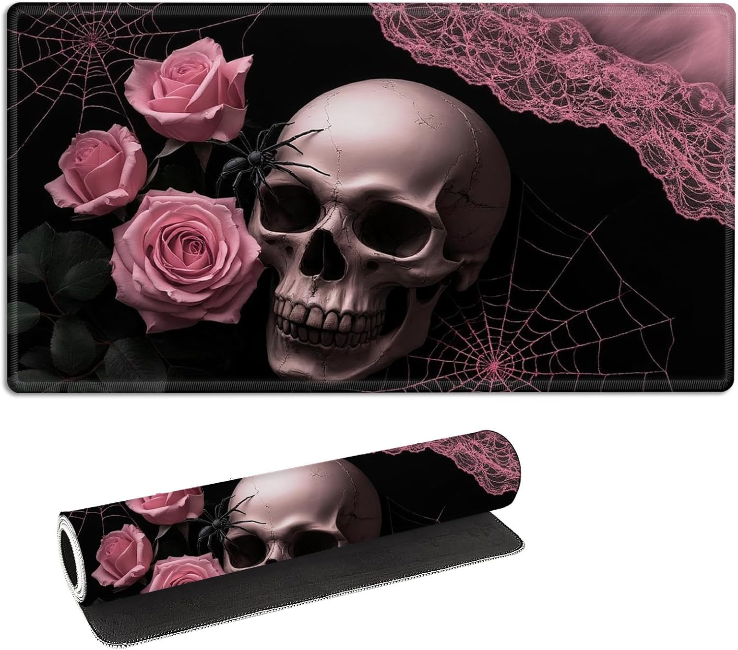 for MTG Playmat with Storage Bags, Card Playmat for TCG Card Playing Game,Rollable & Foldable for PTCG and Board Game Mat for Cards,Non-Slip Skulls Desk Mat for Home Office