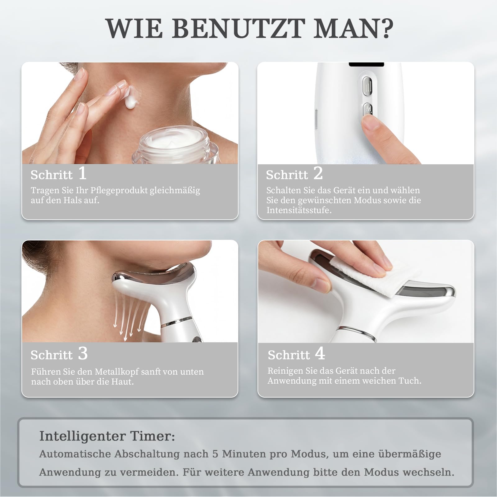 Gesichtsmassagegerät, EMS Gerät Gesicht gegen Falten, Face Massager mit 5°C Kühlung & 45°C Wärme, 6 Modi, 7 Farben LED Lichttherapie, Face Lifting Gerät für Gesicht & Hals Straffen - Weiß