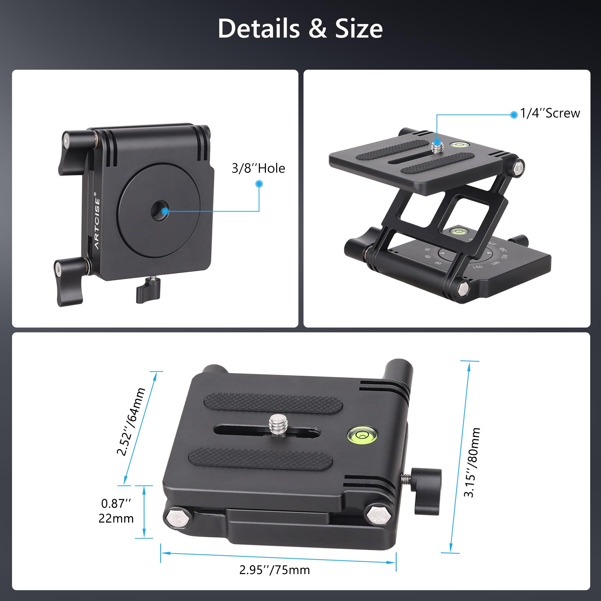 Z Flex Tilt głowica statywu ARTCISE elastyczny kąt Pan & Tilt Head/Universal Multiway statyw do aparatu Canon Nikon Sony DSLR Kamera Camcorder Slider Rail Last 3 kg