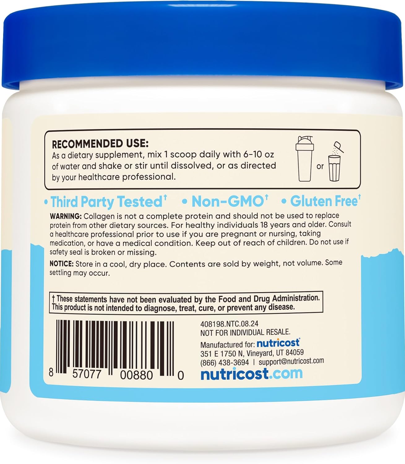 Nutricost Collagen Peptides Powder 4 oz (Unflavored) Type I, Type III Collagen - Grass-Fed, Gluten Free and Non-GMO - Image 4