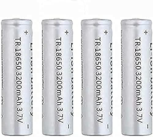 4 Baterías Geable De 3.7 Iones De Litio De 3200 MAh De Gran Capacidad, Batería Con Botón Superior para Linterna LED, Linterna Principal, Timbres