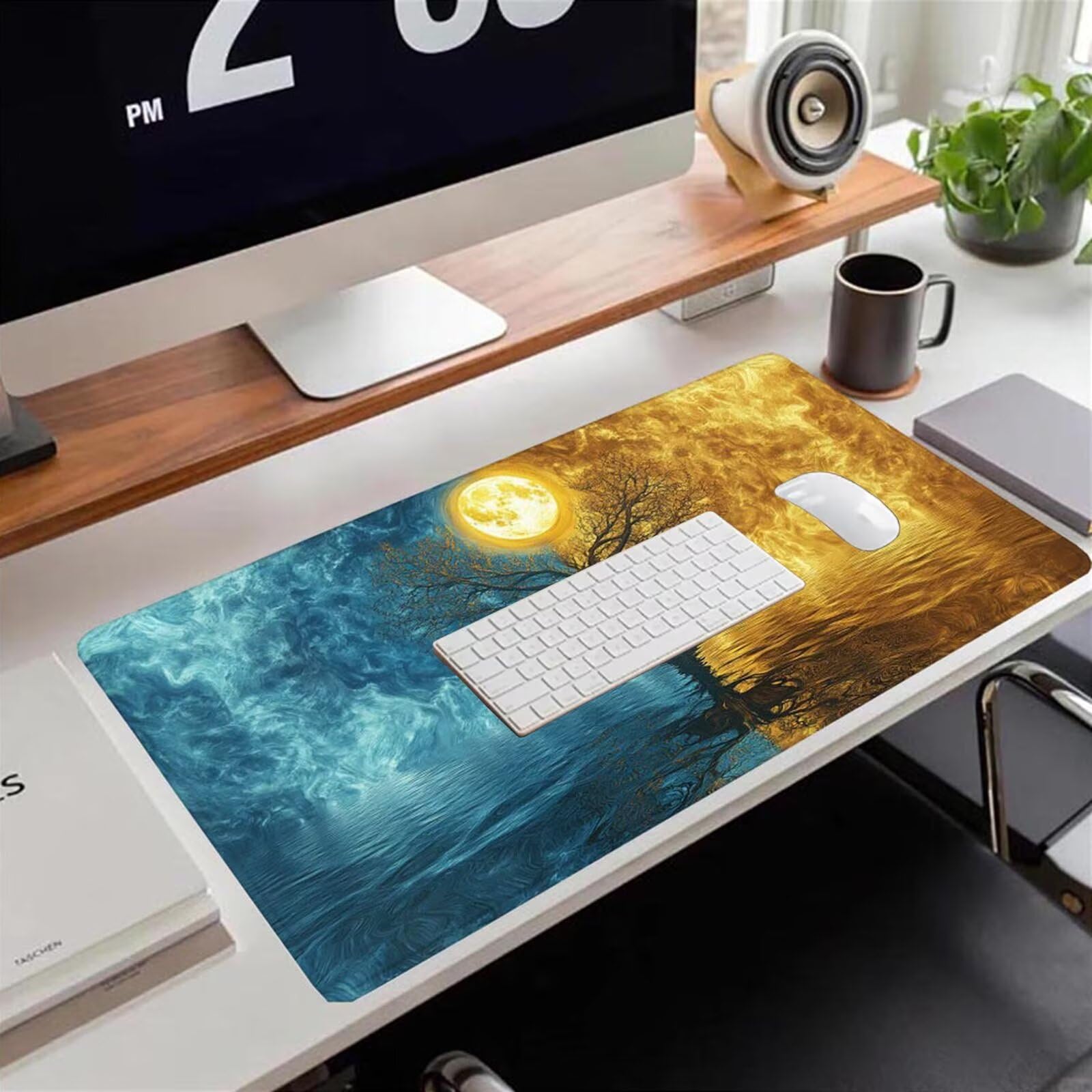 Gamingowa podkładka pod mysz 1200 x 600 x 3 mm, XXL, wodoszczelna, odporna na ścieranie, z przyszytymi krawędziami, niebieska, podkładka na biurko, poprawia prędkość i precyzję, do komputera, laptopa