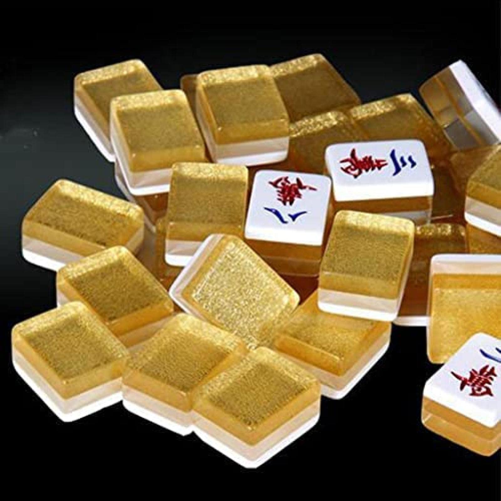 DECOTE Zestaw Mahjong, 144 płytki, przenośny zestaw Mahjong, luksusowy zestaw Mahjong, kompletne zestawy gier Majong na imprezę podróżną, rodzinną grę. plastikowe pudełko B