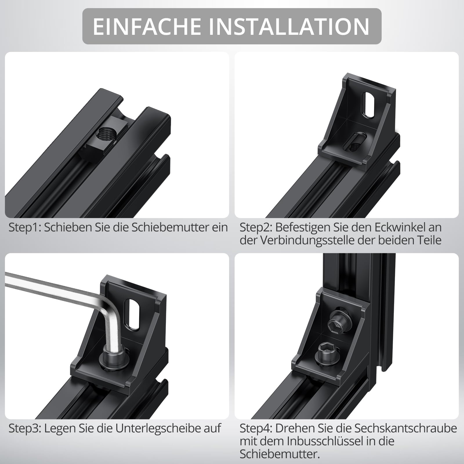 Justech Aluminium Profile Angle 4040 10x Corner Bracket Mounting Material for Extrusion Corner Connector Wall Bracket for Frame Structure - Image 3