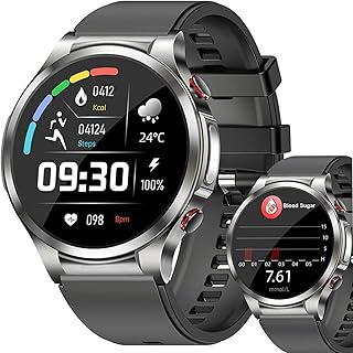 Blood Glucose Smart Watch For Men With ECG+PPG HRV, IP67 Waterproof Fitness Watch Pedometer Heart Rate Sleep Monitor Activity Trackers, 1.32" Touch Screen HD Display Fitness Watch (Color : A)