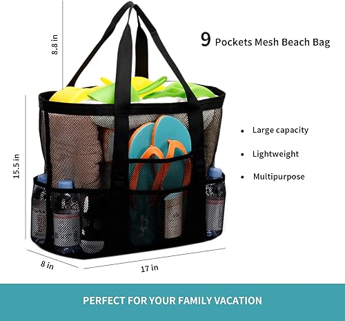 Miniatura 4 de Bolsas grandes de malla para juguetes de arena, viajes familiares, comestibles, compras reutilizables