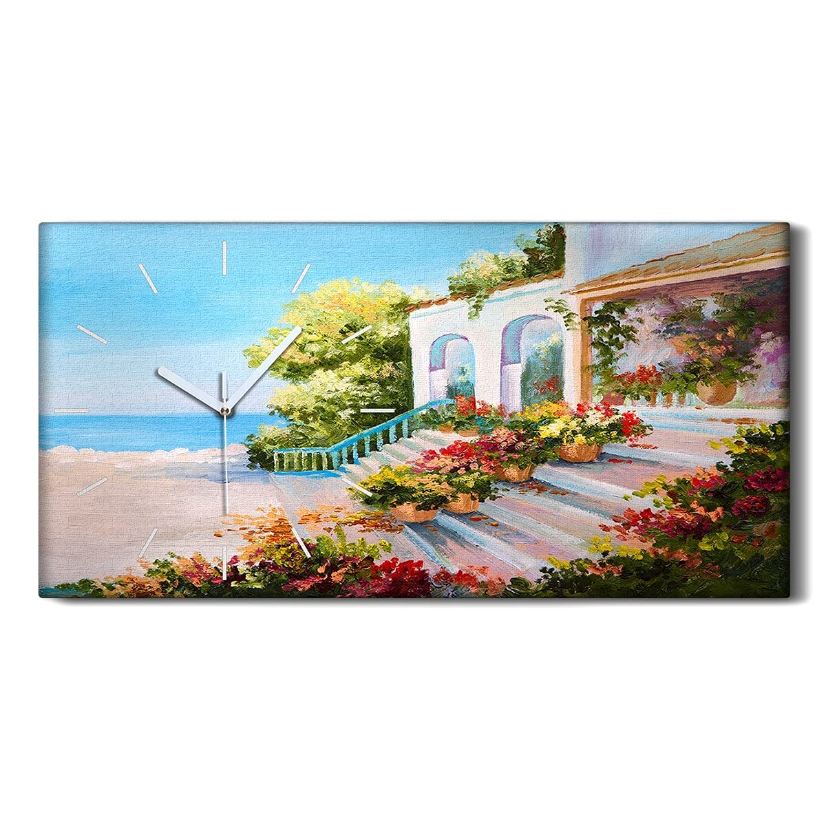 Horloge sur Toile Salon et Chambre - Tableau Mural Nature Mer 60x30cm