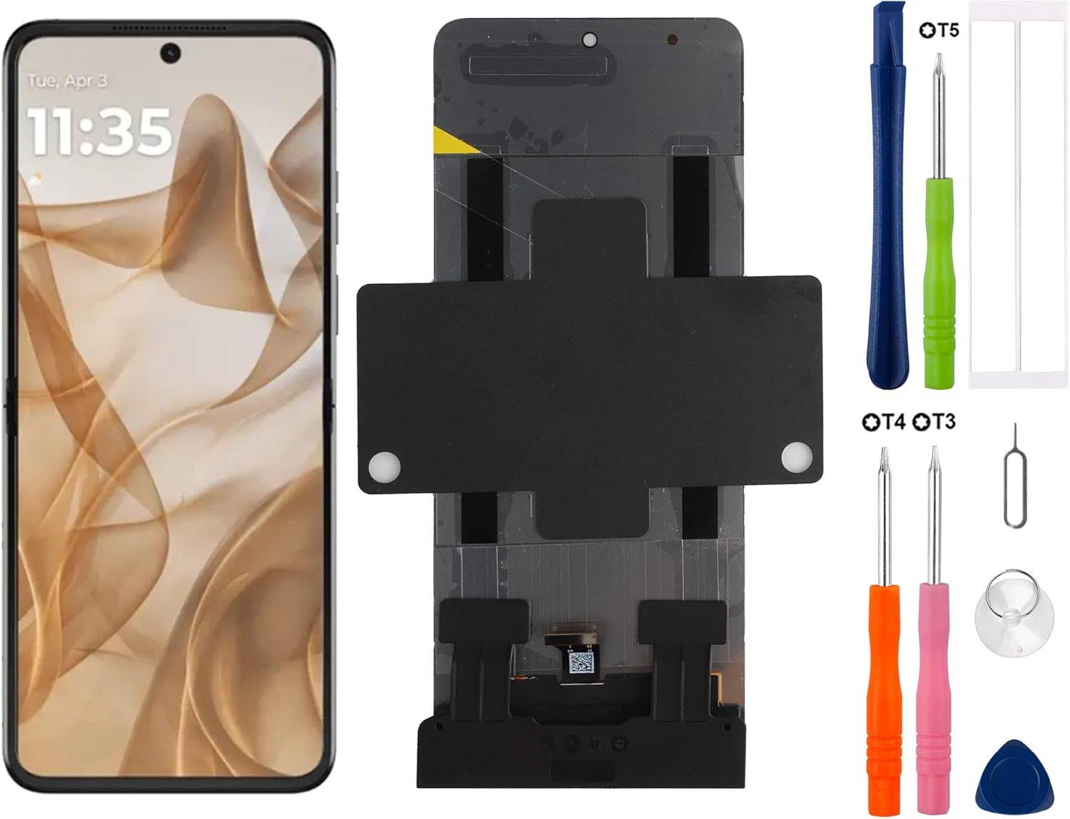 LCD Digital Display Replacement Compatible with Moto Razr 50/50 Ultra/razr+ 2024 (Black Without Frame) LCD Display Touch Screen Digitizer Assembly with Repair Tools-6inch