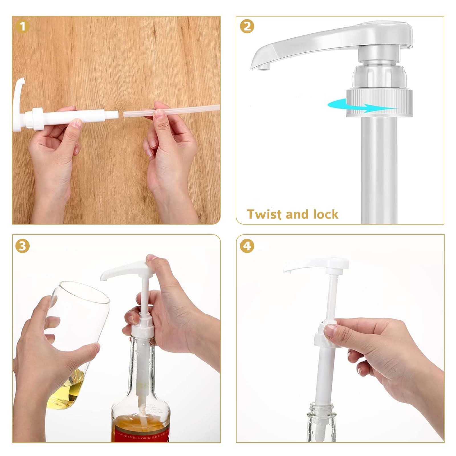 Produktbild von MisFun 6x Dosierpumpe Für Sirup & Soßen – 8 Ml Pro Hub, Für Flaschen Mit 25 Mm Hals, Langer Schlauch, Lebensmittelecht, Schwarz