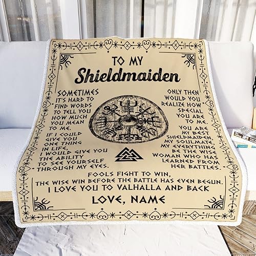 Miniatura 2 de Manta personalizada con texto en inglés To My Shieldmaiden (Viking Vintage I Love You to Valhalla) para esposa, novia, cumpleaños, aniversario,
