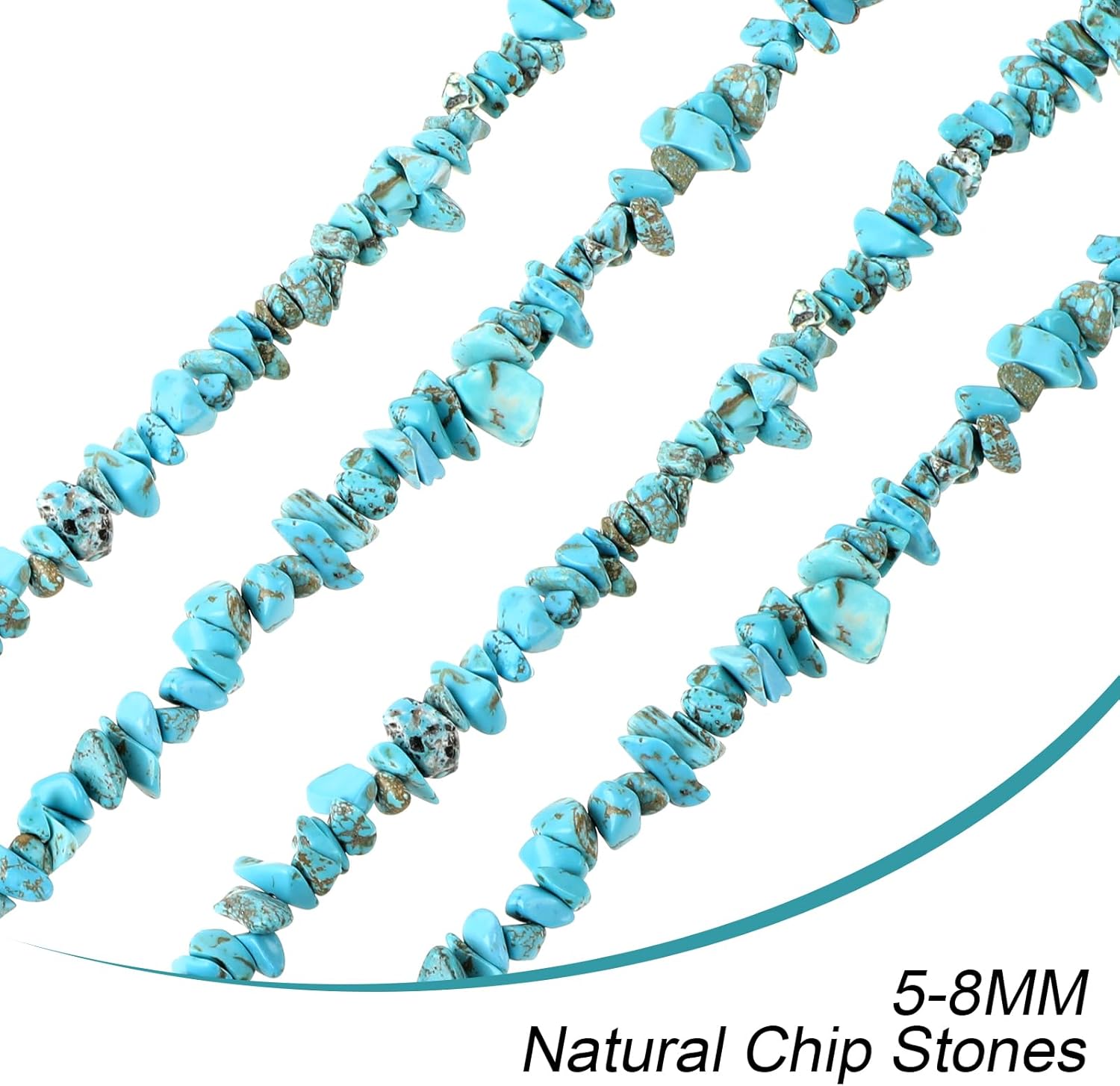 450Pcs Blue Turquoise Irregular Chip Stone Beads Natural Chip Stone Beads Crafting Crystal Beads Gemstones Drilled Blue Beads for Jewelry Making Bracelet Necklace Crafting - Image 3