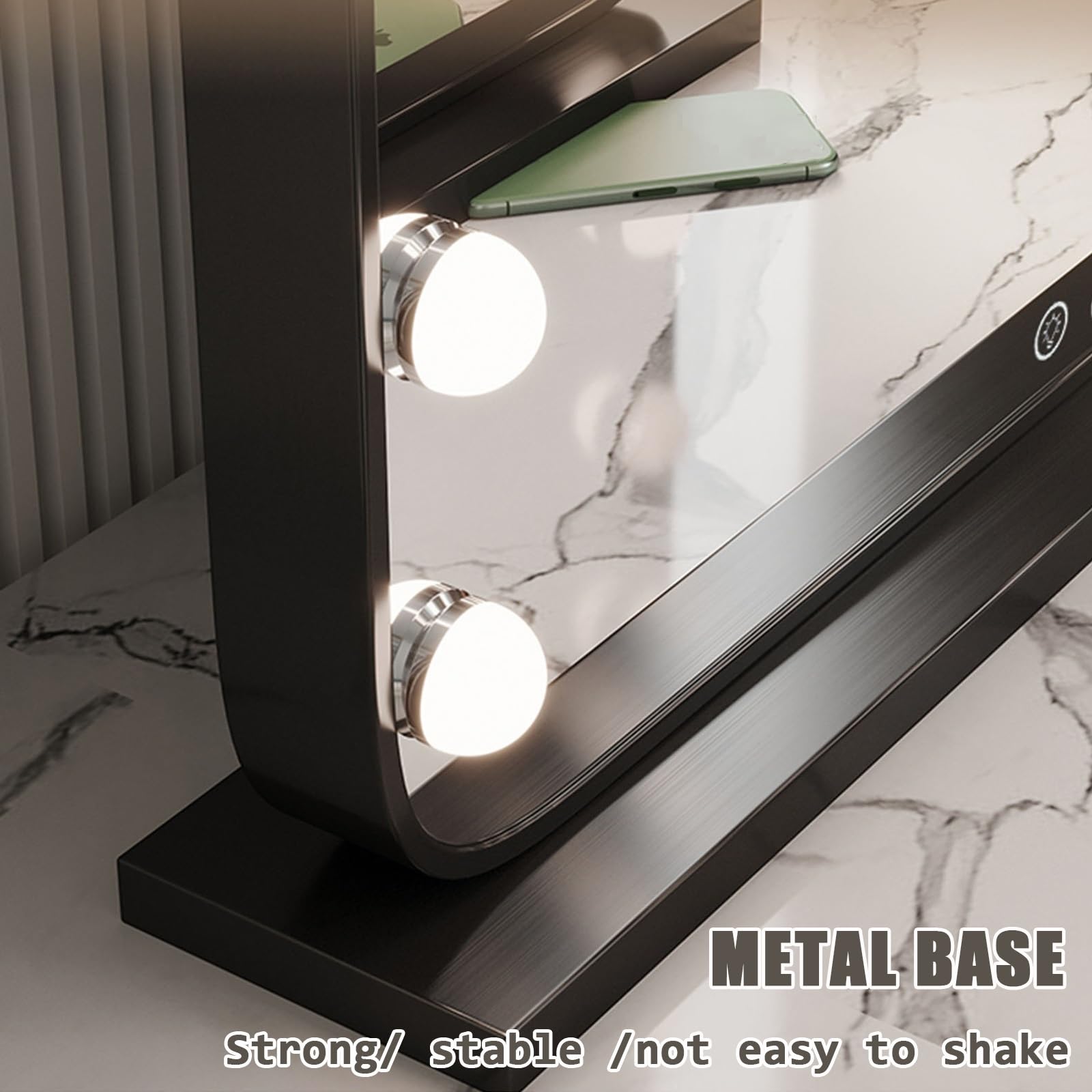 LTSRLL Specchio Trucco Con Luce Per La Toeletta O La Rasatura Con Design Touch Control 3 Colori Lampadine LED Dimmerabili Specchio Cosmetico Illuminato Da Collegare(Silver,50x70cm/19.7x27.5in)