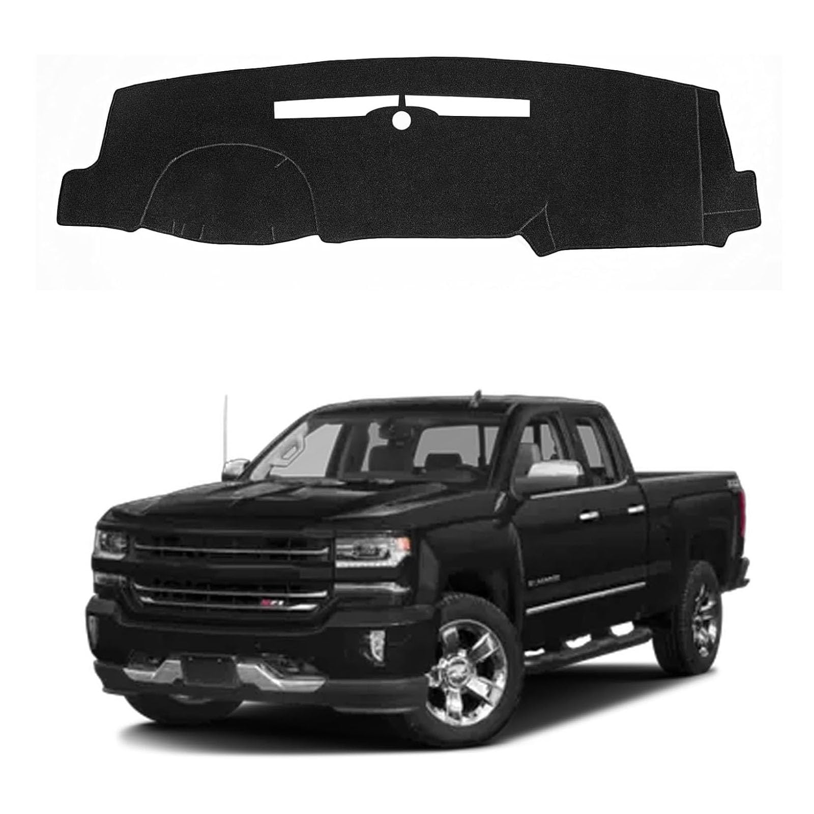 Dashboard Mat Cover for Chevrolet Silverado/GMC Sierra 1500 2014-2018, Silverado/GMC Sierra 2500HD 3500HD 2015-2019 Nonslip Center Console Sunshield Glare UV Rays Protector Accessories