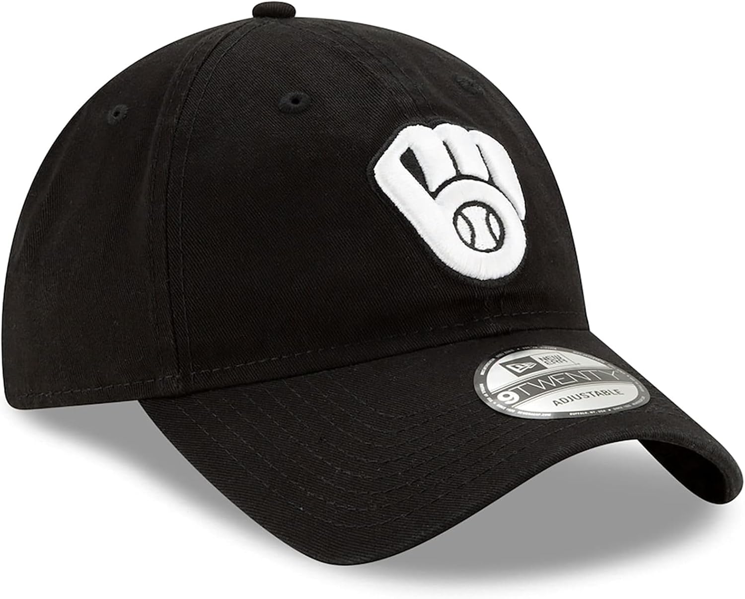 New Era MLB Core Classic 9TWENTY Black White Primary Logo Adjustable Hat Cap One Size Fits All - Image 3