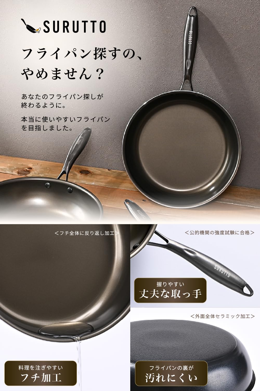 Amazon | 【スルッと 長持ち 】 SURUTTO フライパン 26cm IH ガス対応