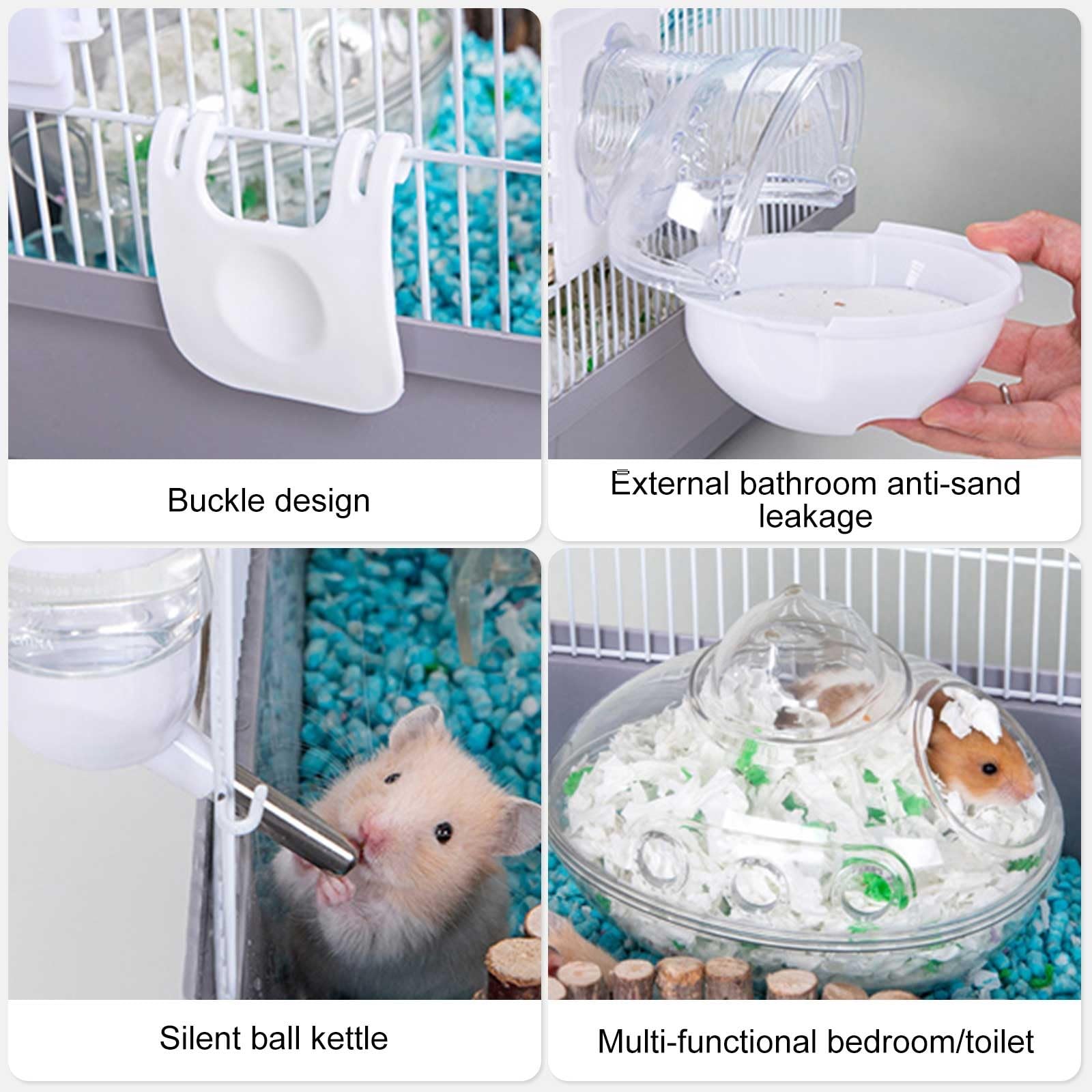 Jaula Hamster Enano de 3 Niveles, Jaulas Portátiles para Ratas, con Baño, Caja de Comida, Etc, Hábitat para Ratones, Jerbos y Jaulas para Animales Pequeños Similares(Orange)