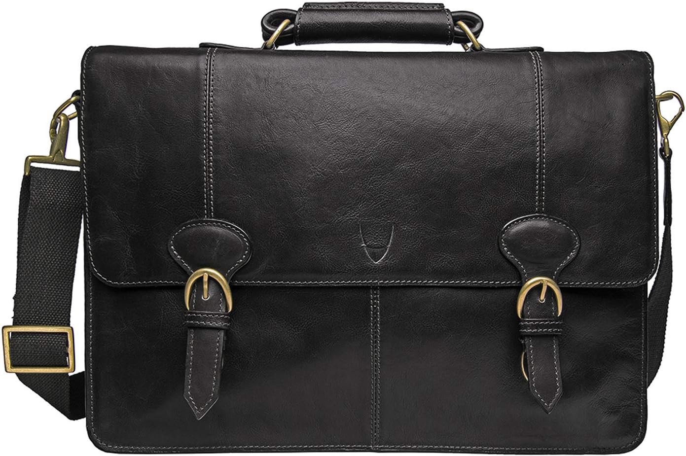HidesignParker Men's Leather Laptop Briefcase, Black