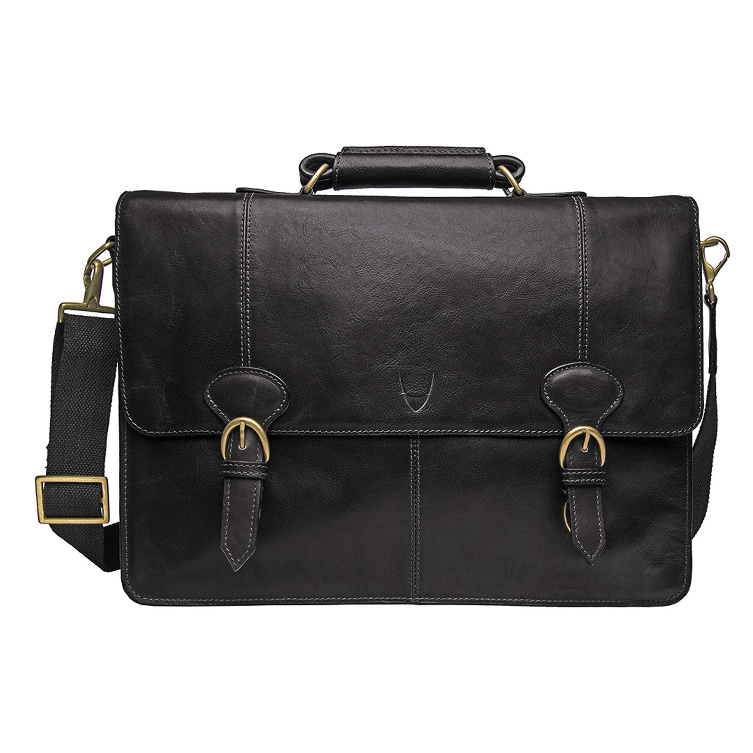 HidesignParker Men's Leather Laptop Briefcase, Black
