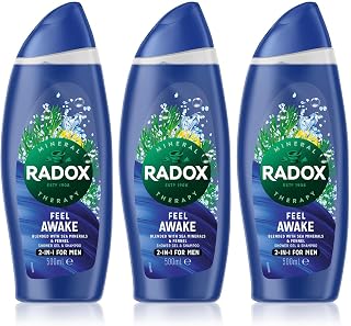 Radox for Men Shower Therapy 2 in 1 Showergel and Shampoo Fennel and Sea Minerals 3x500ml Bottles