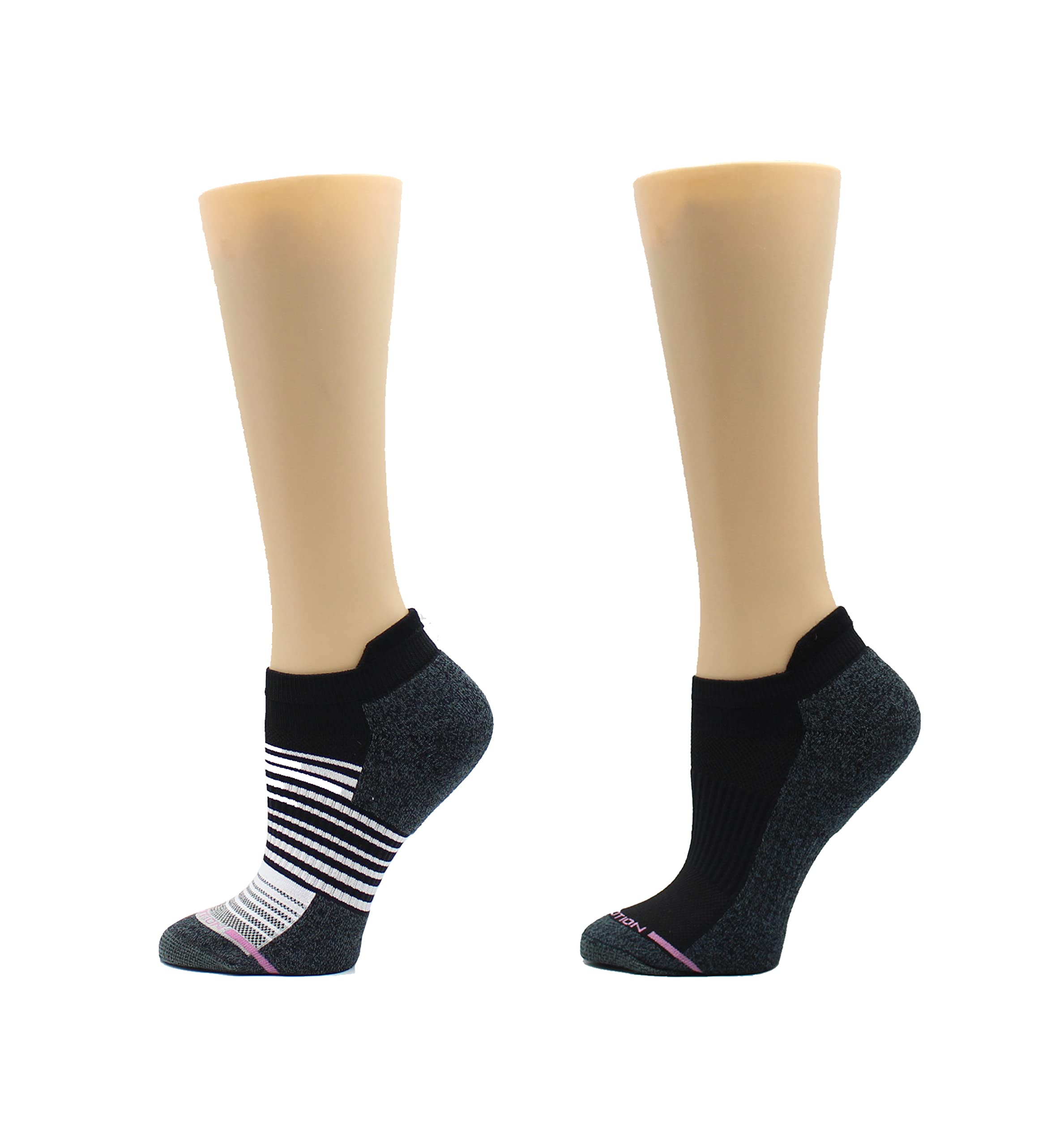 Dr. Motion Womens Ankle Socks 2 Pack, Low Cut Cushioned Compression Running Socks for Women, Arch Support, Seamless Toe