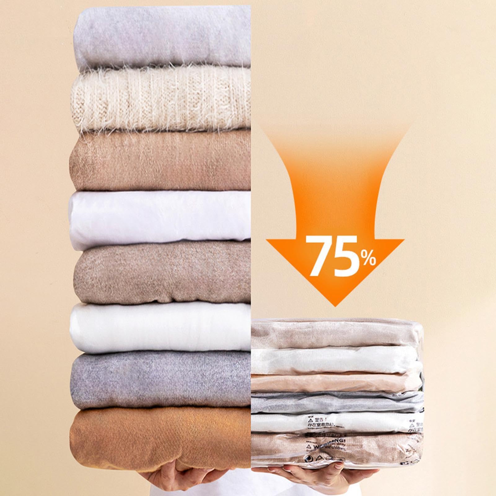 Paquete de 6 bolsas de almacenamiento al vacío sin bomba, bolsas selladoras al vacío reutilizables que ahorran espacio para ropa, mantas, almohadas, de almacenamiento de compresión enrollable