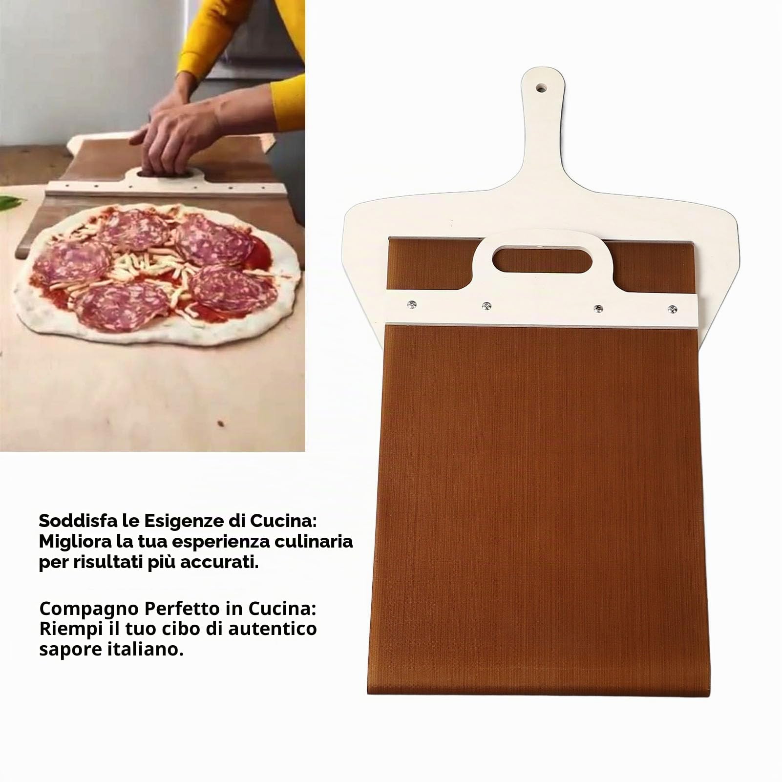 Pala per Pizza Scorrevole, Tavola per Trasferimento Pizza, Trasferisce Snack per Pizza, Pala per Pizza con Manico Staccabile per Forni