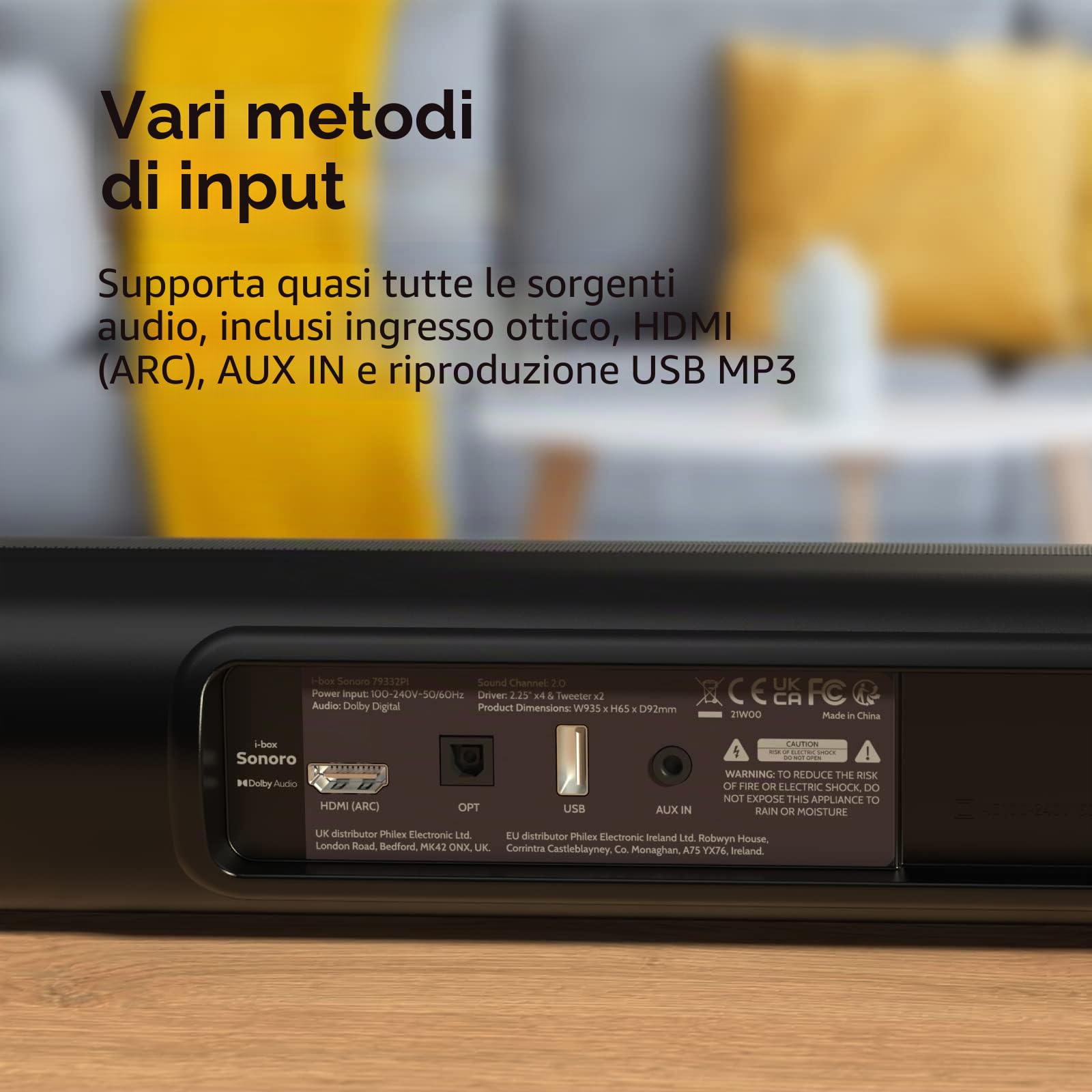Sound Bar per TV, Soundbar Bluetooth con Dolby Surround, USB HDMI, AUX e Ottica per Home Theater, Barra Soundbar TV, Altoparlante Estéreo, Altoparlanti Potenti da 60 W, Barra Cassa Audio per Casa