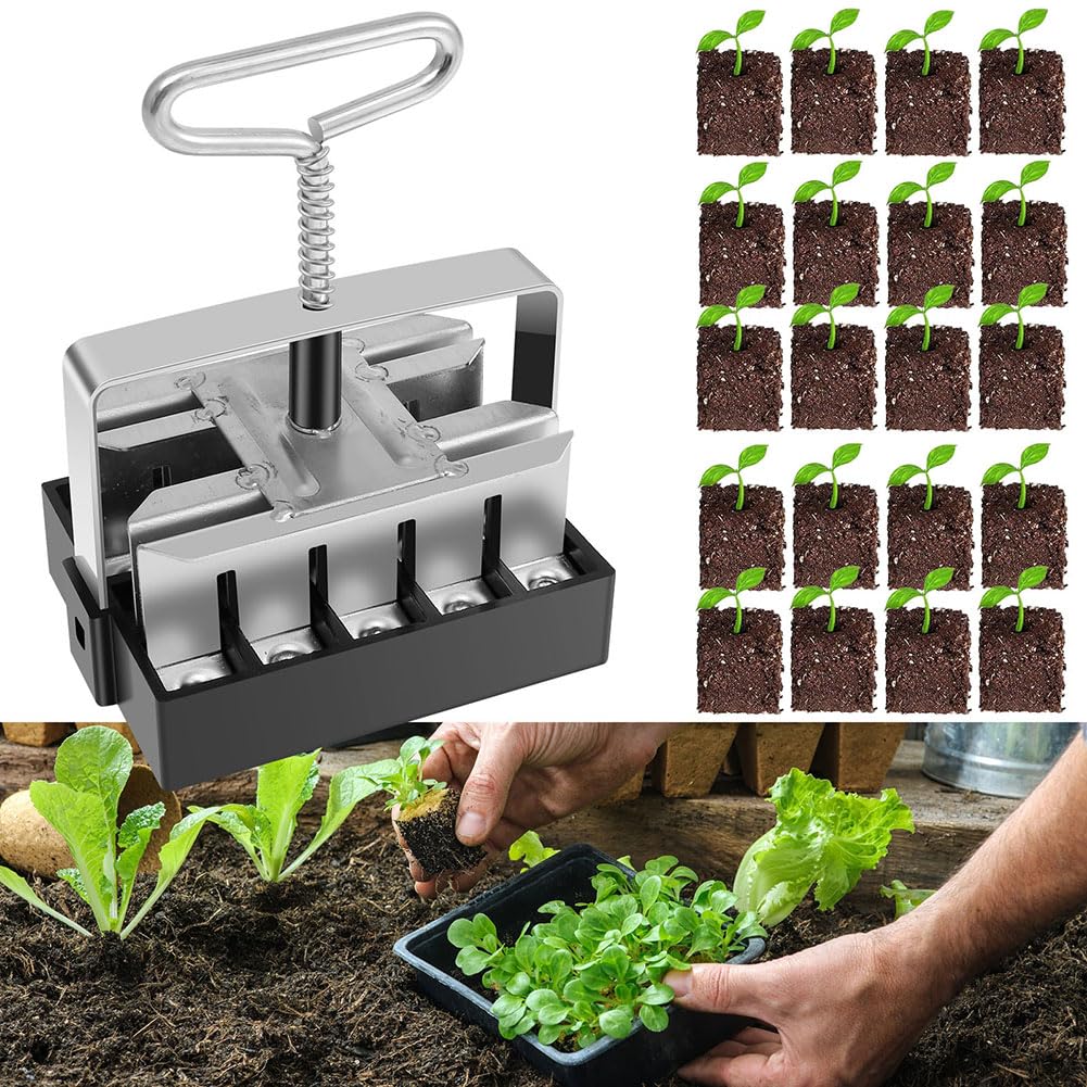 ZHJOPP 2pcs Handheld Seedling Soil Blocker, Steel Seedling Nursery Tool, for Outdoor Garden Vegetable Garden,Manual Soil Blocker