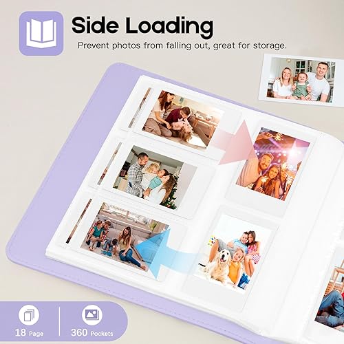 Miniatura 5 de Álbum de fotos de 360 bolsillos para cámara instantánea Fujifilm Instax Mini 12 11 9 40 90 8 Evo LiPlay, cubierta de cuero, álbum de fotos de 2 x 3