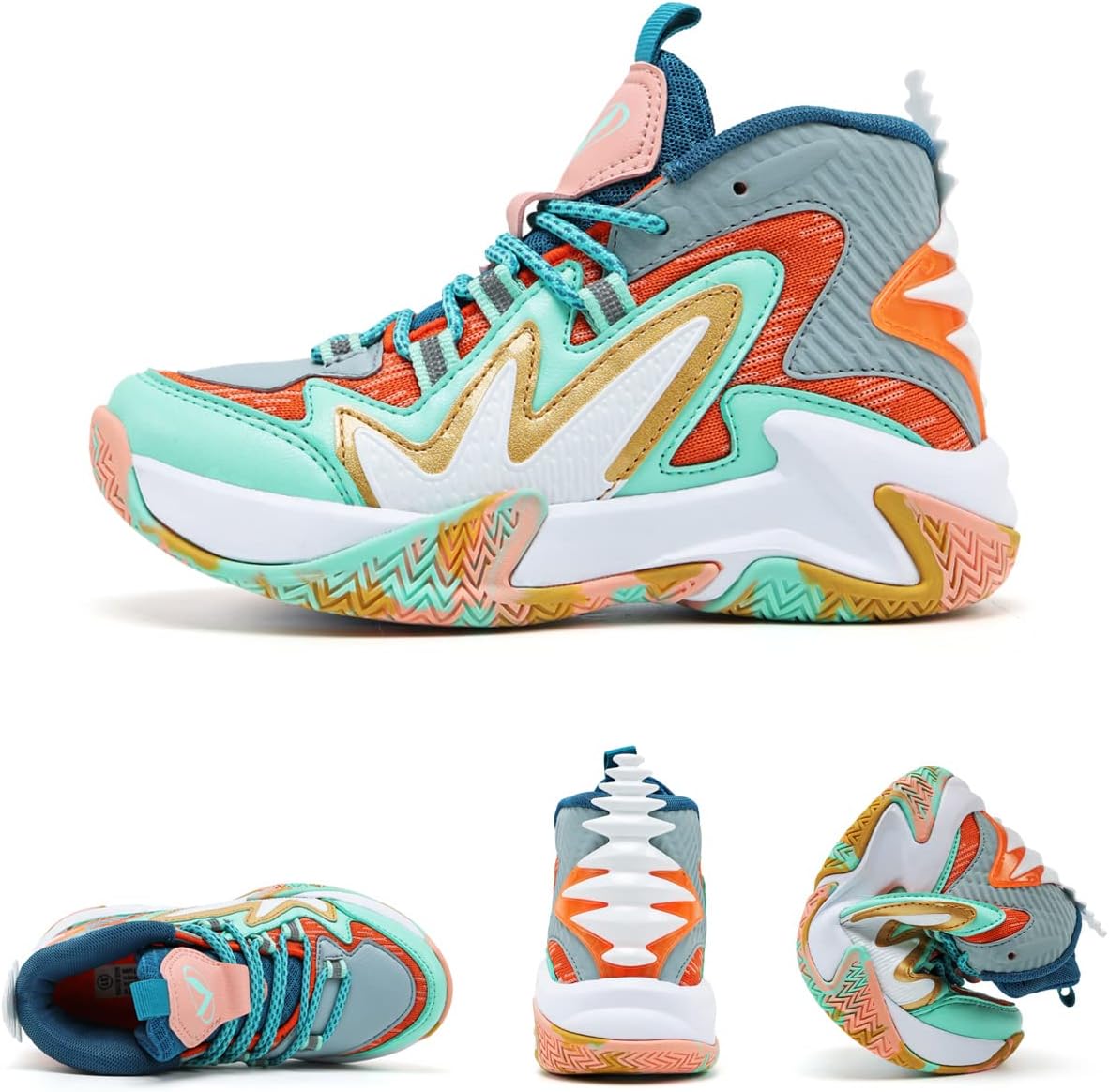 VITUOFLY Kids Basketball Shoes Boys Air Cushion Sneakers Girls Mid Top School Hoops Shoes Non-Slip Outdoor Sports Running Gym Comfortable Durable Little Kid/Big Kid - Image 2