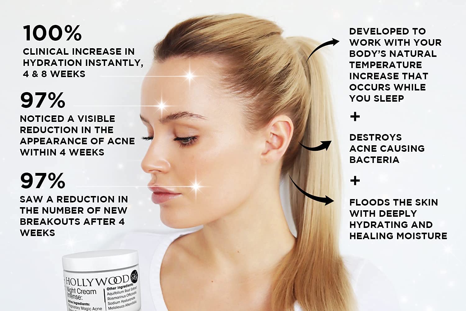 Night Cream INTENSE - ¡2% de Ácido Salicílico! Tratamiento nocturno para el acné. 400% más FUERTE que cremas para el acné regulares. Envase de 50ml (4 Bottles)