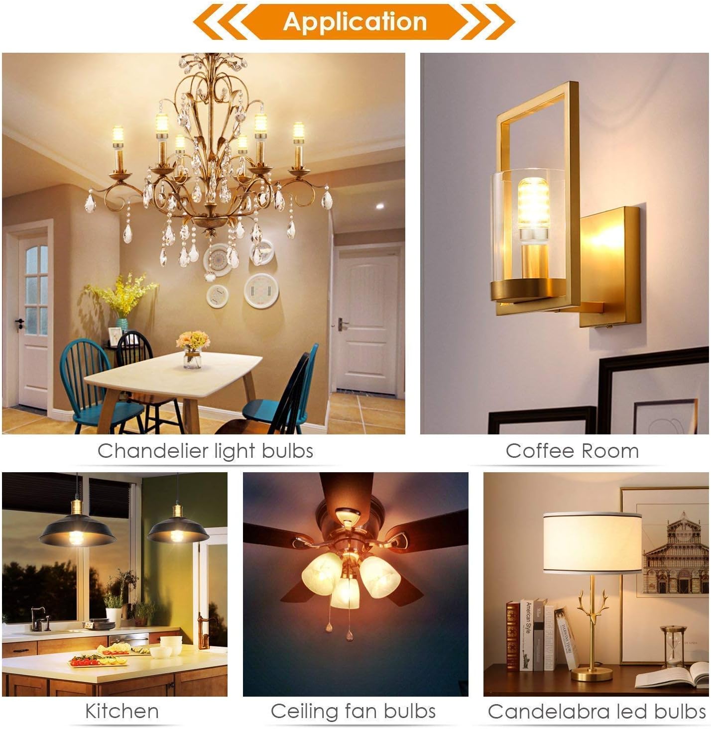 E14 12W LED Candle Light Bulbs, AC85-265V,E14 Base,3000K Warm White,120w Halogen Light Equivalent Candelabra LED Bulbs for Chandelier Home Lighting,Pack of 8