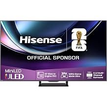 Hisense 55U7Q Pro TV 55 Inch 4 K Mini LED Smart TV Hi-View AI Engine Pro 165 Hz Game Mode Ultra FreeSync Premium Pro 2.1.2 Ch. Surround Sound Dolby Vision IQ Atmos Voice Control [2025] [Energy Class E]