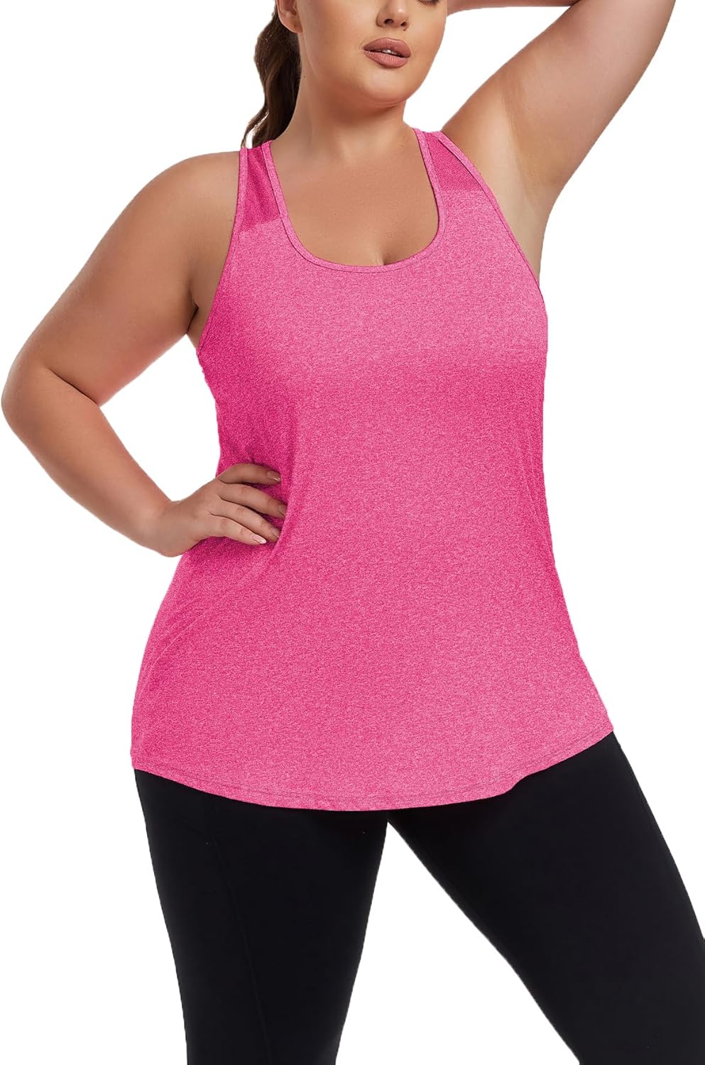 Women's Plus Size Athletic Tank Tops Racerback Workout Flowy Tops Yoga Running Sleevelss Summer Shirts Loose - Image 4