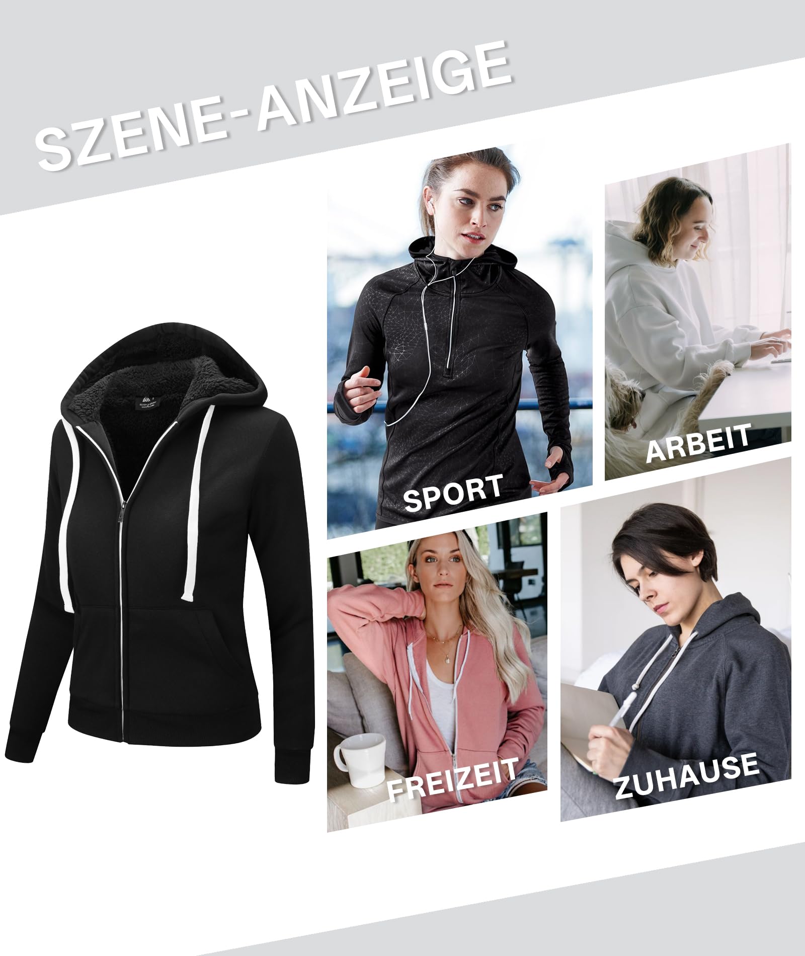 GEEK LIGHTING Felpa Donna con Cappuccio Foderata in Pile Calda Giacca Invernale con Zip Felpa Pile Donna Teddy Hoodie con Cerniera Sweatshirt Inverno Autunno S-2XL