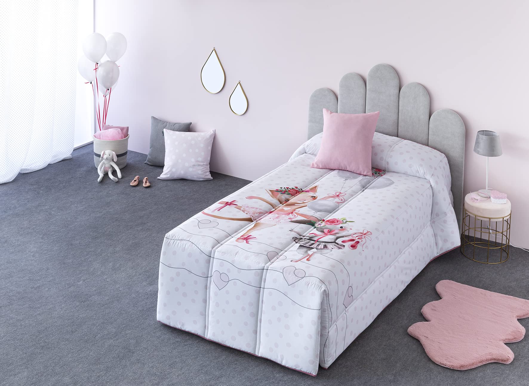 EL HOGAR DE PAULA - Edredon Nordico Confort Infantil Cama 105 100% Algodón. Edredon Cama 105 205x265 cm. Nórdico Conforter Invierno. Gramaje 200 gr Ligero Suave. Fabricado en España. Diseño Ballet