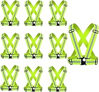 Vista 6 de Chaleco de seguridad reflectante, 2 piezas, chaleco de alta visibilidad, correas ajustables para correr, ciclismo, caminar y montar al aire libre