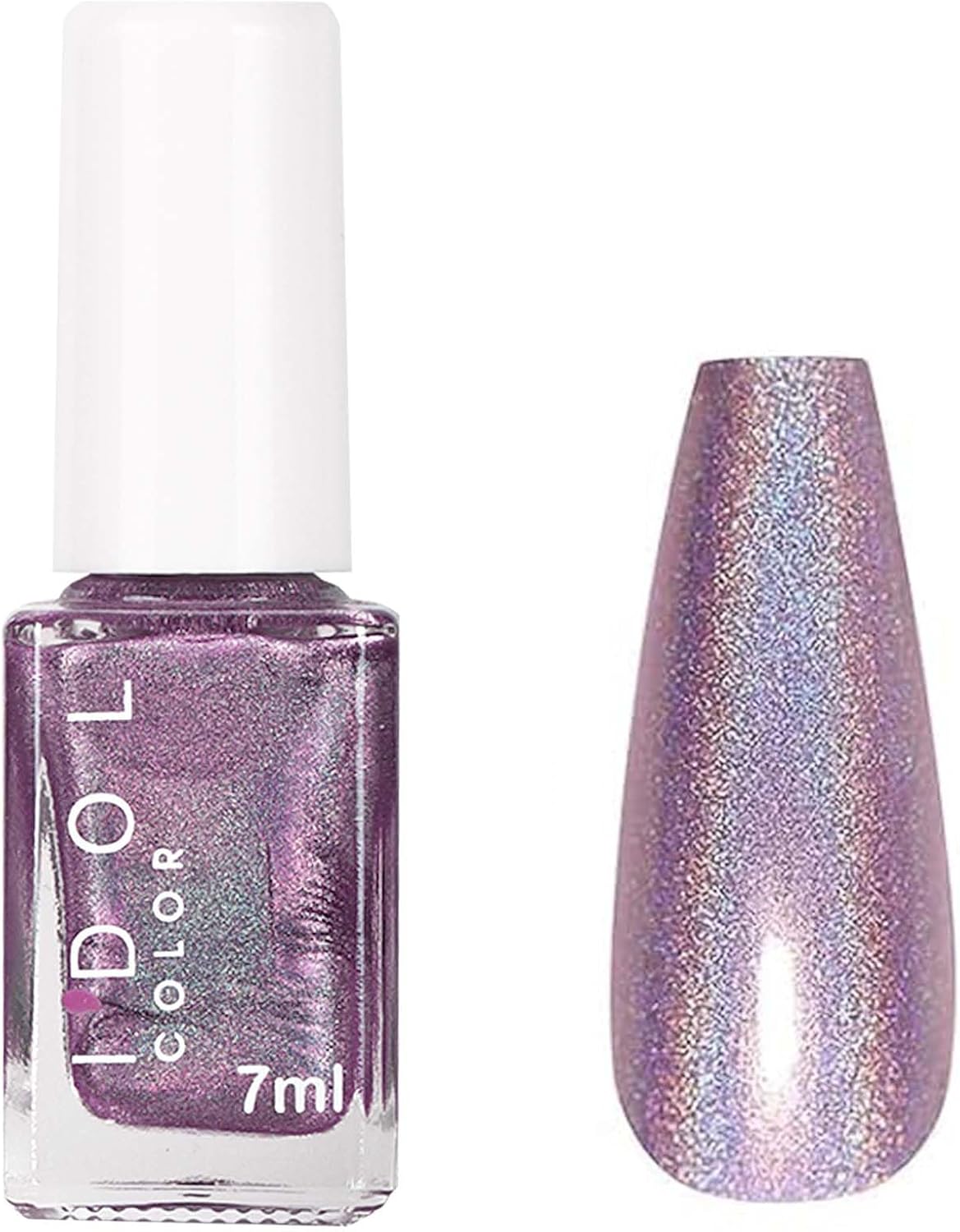 Holographic Nail Polish - Magic Rainbow Silver Effect Nail - Laser Nail Art Polish - Air Dry No Need UV DIY Nail Art Glitter Super Shine Nail Polish Gifts for Women Girls