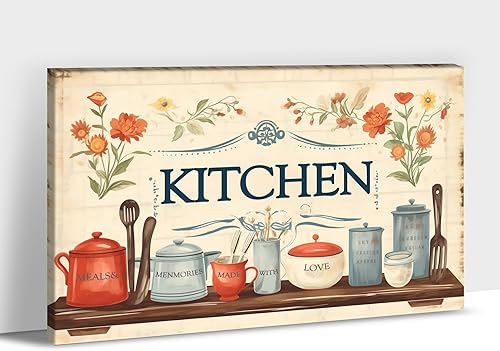 GUTTATY Arte de pared de granja, lienzo vintage, decoración de pared, letreros de comedor y cocina, enmarcado, listo para colgar, 12 x 18 pulgadas