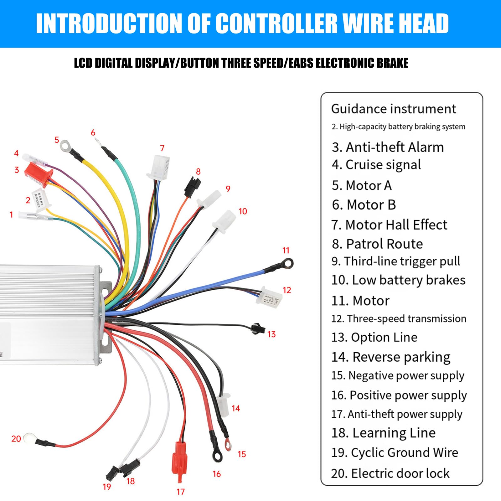 Control del motor de 3 velocidades de 1200 W-1500 W, ideal para scooters y bicicletas eléctricas, eficiencia y durabilidad mejoradas, control del motor programable