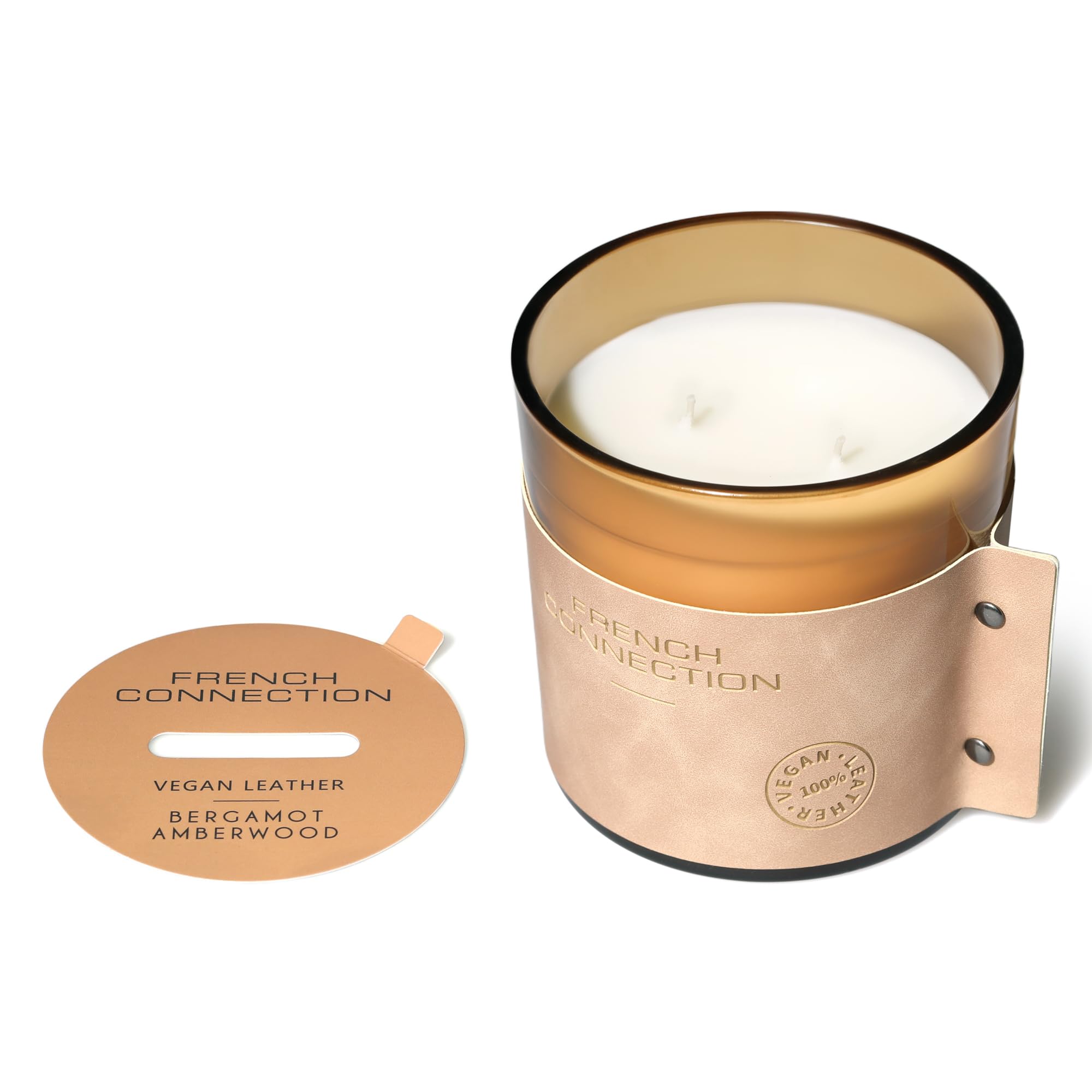 Bergamot and Amberwood Vegan Leather Candle Bergamot & Amberwood