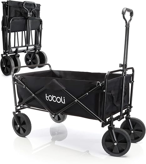 Toboli Bollerwagen faltbar Teleskopgriff schwarz, Faltbollerwagen mit