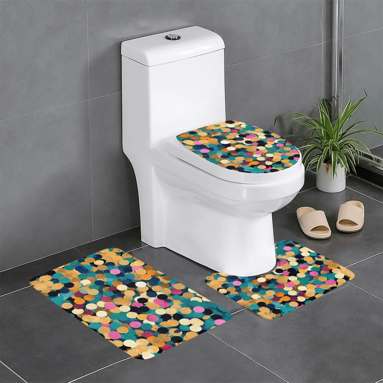 Tapis de salle de bain antidérapant évitez les glissades avec le lot 3 pièces à paillettes