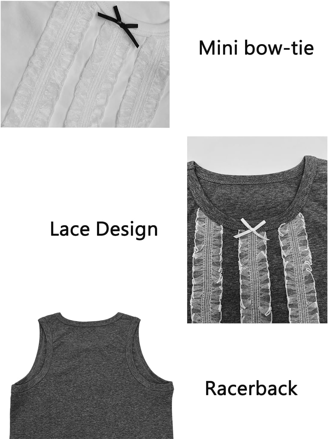 2 Piece Girls Tank Top with Lace for Summer Sleeveless Dance Top Wide Strap 5T-13Y - Image 4