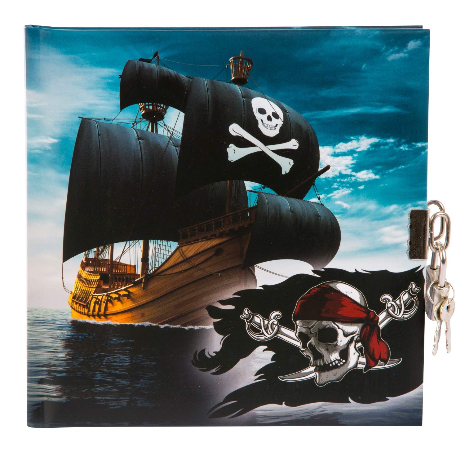 goldbuch 44077 Pirate Diary with 96 White Pages, Lockable Notebook, Children's Journal with Lock and 2 Keys, Cover with Art Print, Approx. 16.5 x 16.5 cm