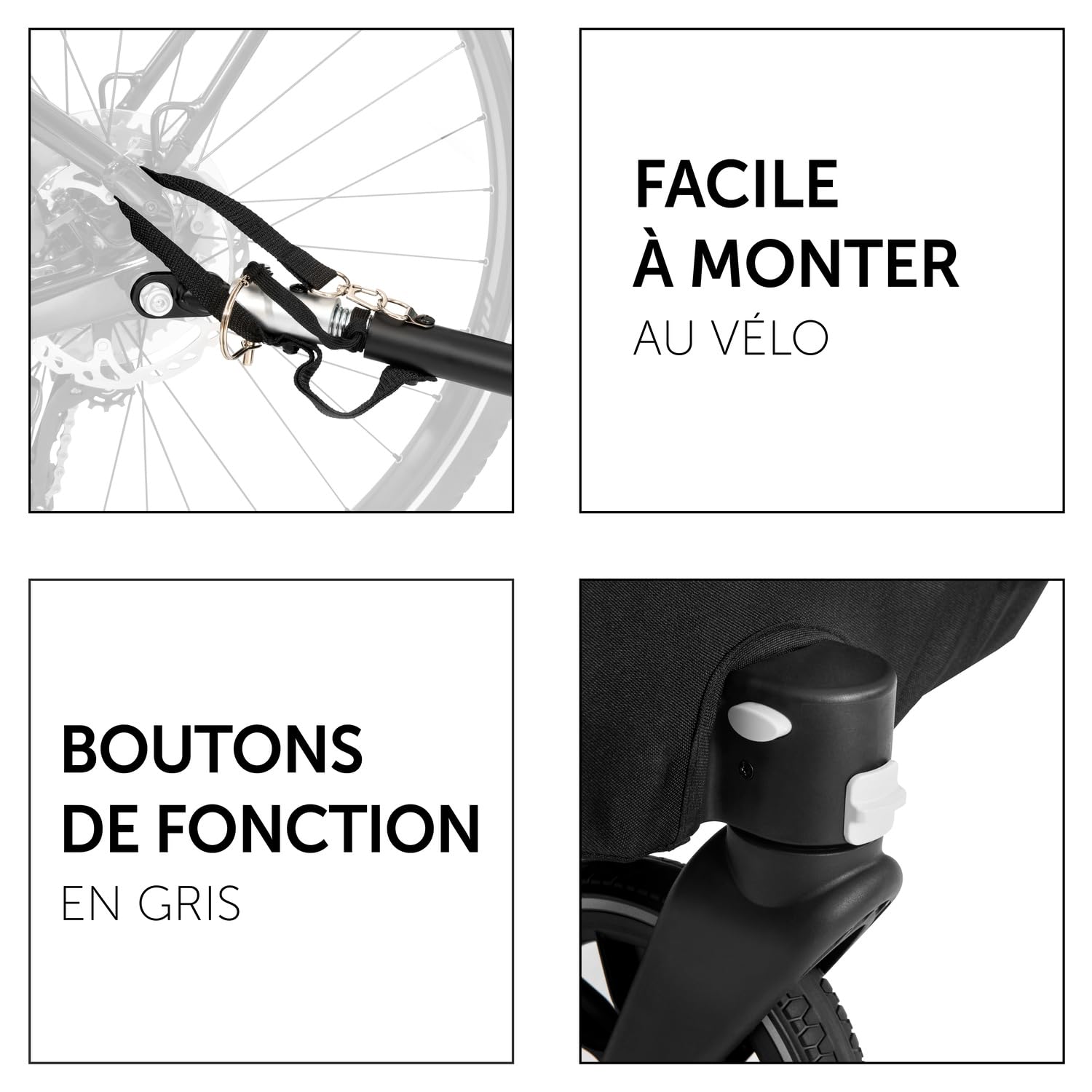 hauck Remorque Velo et Poussette 2 Enfants 2-en-1 Dryk Duo (6 Mois à 120 cm / 22 kg), inclus Barre d'Attelage, Attache Vélo, Roue Avant, Fanion et Feu Arrière – Pliable, Coffre XL – Gris
