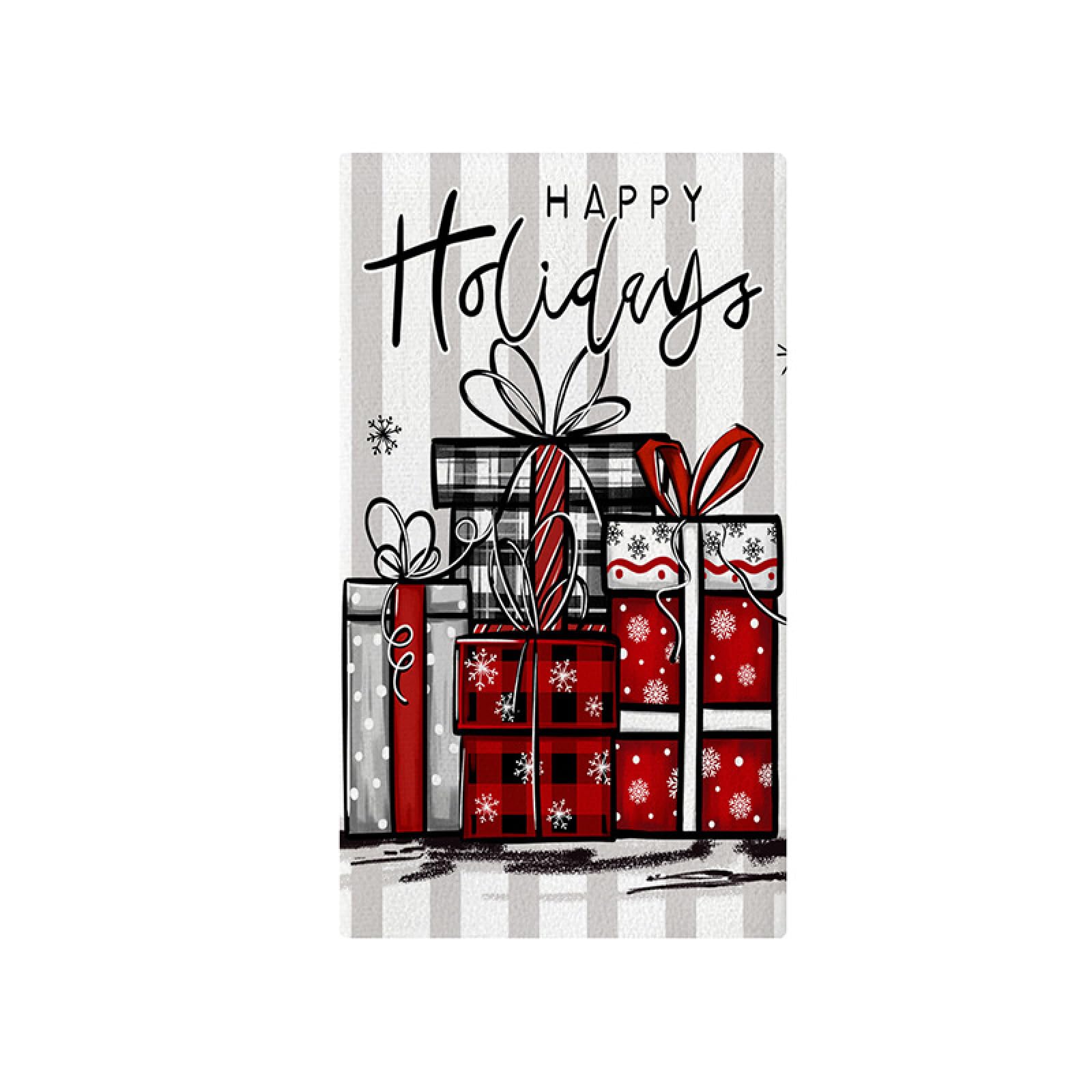 Trapos de Cocina Caja De Navidad Roja Paño Cocina Tacto Suave Poliéster Fácil de Limpiar Lavable a Máquina Reutilizables para Baño Restaurante Picnic Toallas 4 Piezas (40x60 cm)